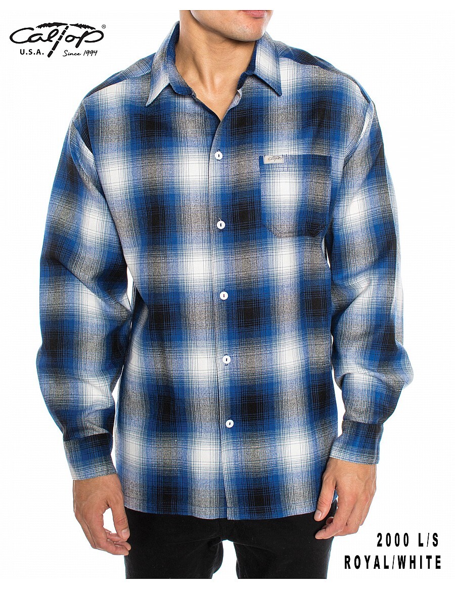 CALTOP OLD SCHOOL FLANNEL VETERANO LONGSLEEVE SHIRT PLAID SM-5X GANGSTER