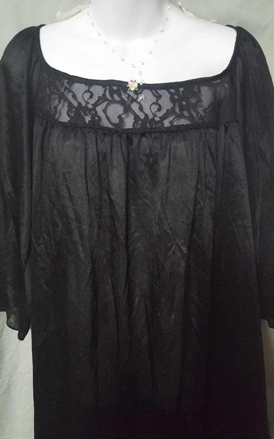 Only Necessities Nightgown BLACK CALF 3/4 Sleeve LIGHTWEIGHT Plus 5X 72″ Bust