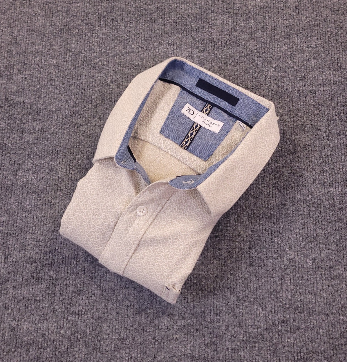 7D 7 Diamonds Zenith Jacquard Stretch Woven Shirt Mens XL Beige Peach Tone