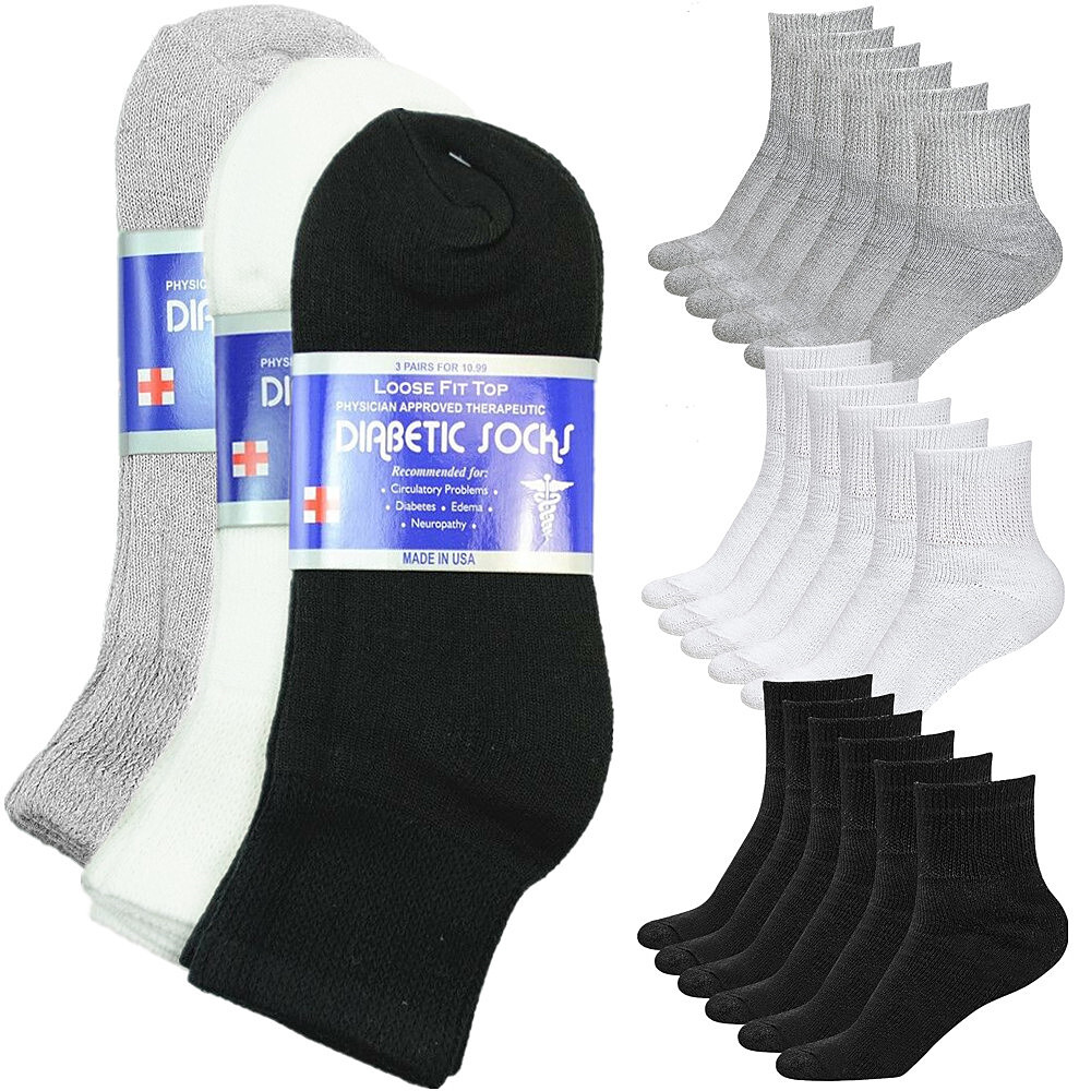 3-12 Pairs Mens Circulatory Diabetic Health Quarter/Ankle Cotton Socks Size 9-15