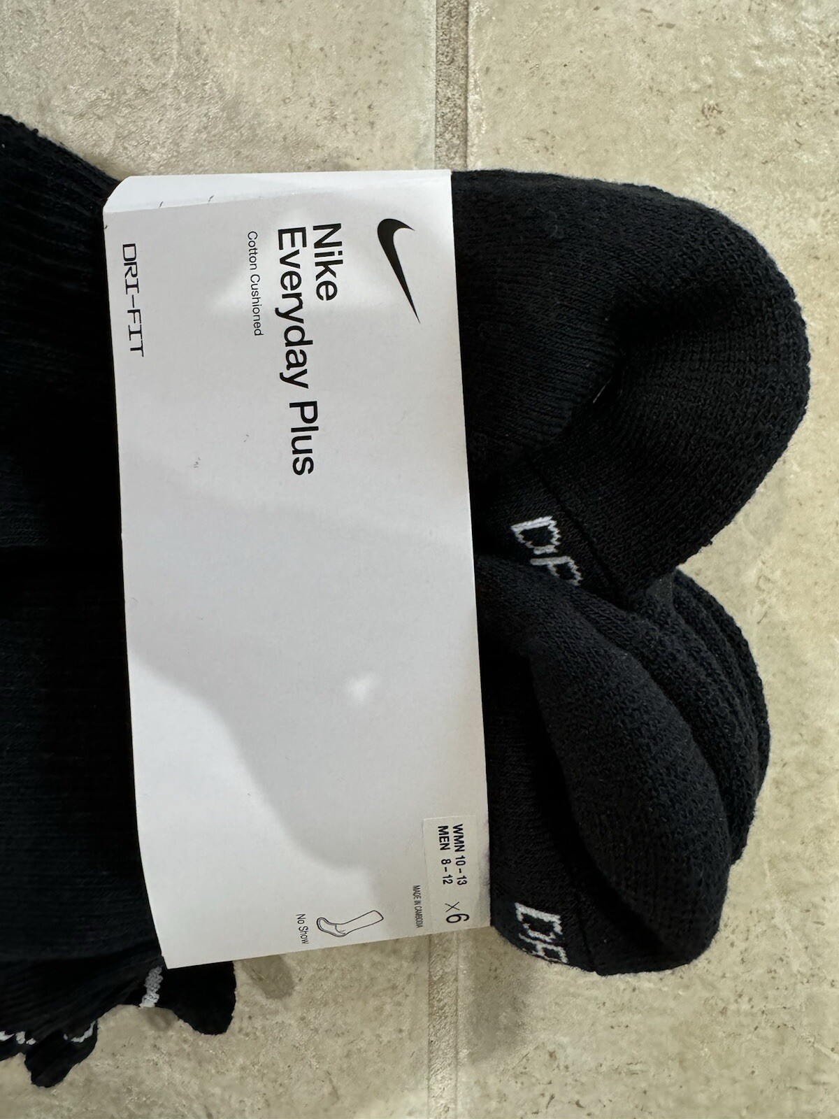 Nike Cushioned Dri-Fit No Show Socks Unisex 6-Pair Pack SX6898-010