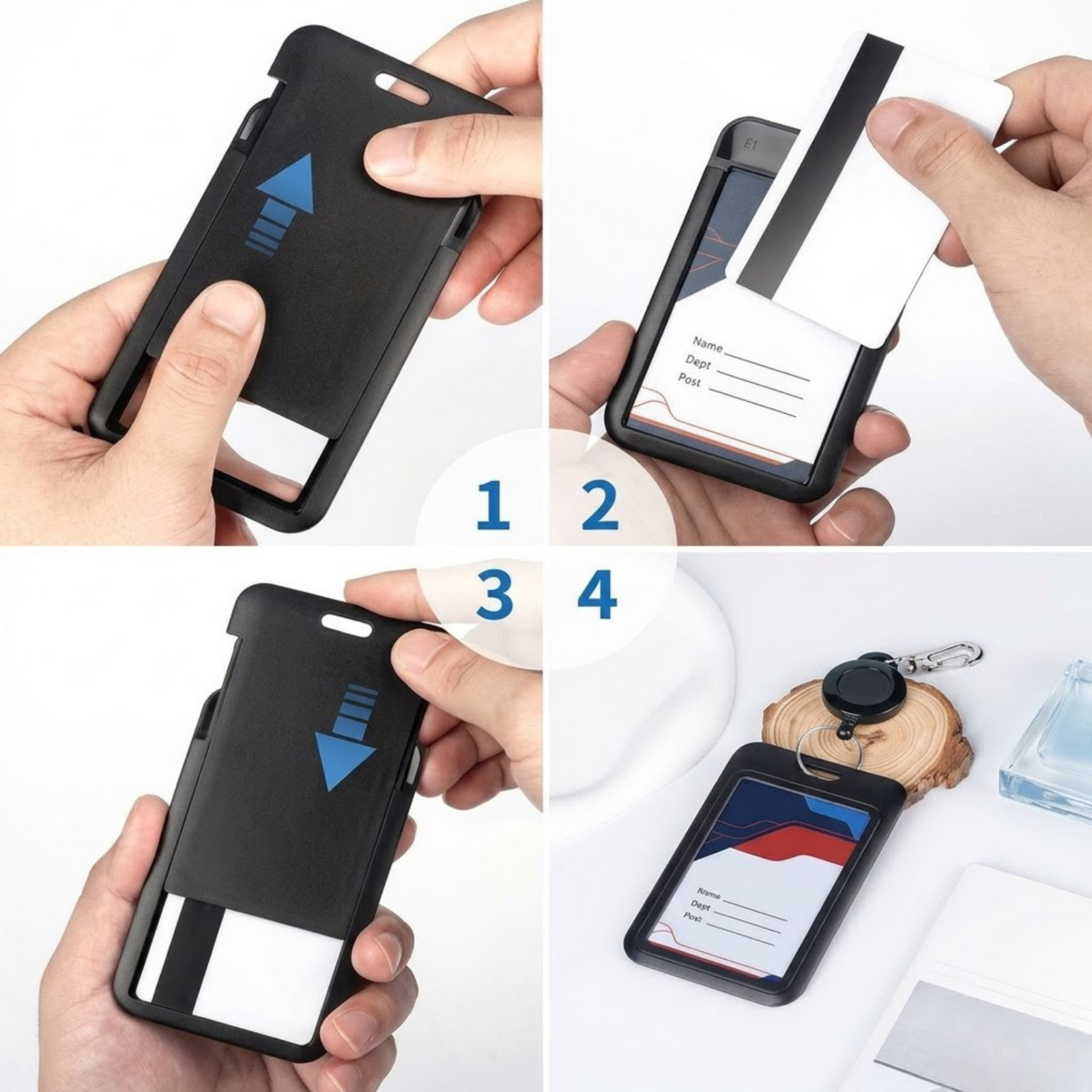 ID Card Holder Retractable Badge Reel Vertical Case Heavy Duty With Belt Clip US