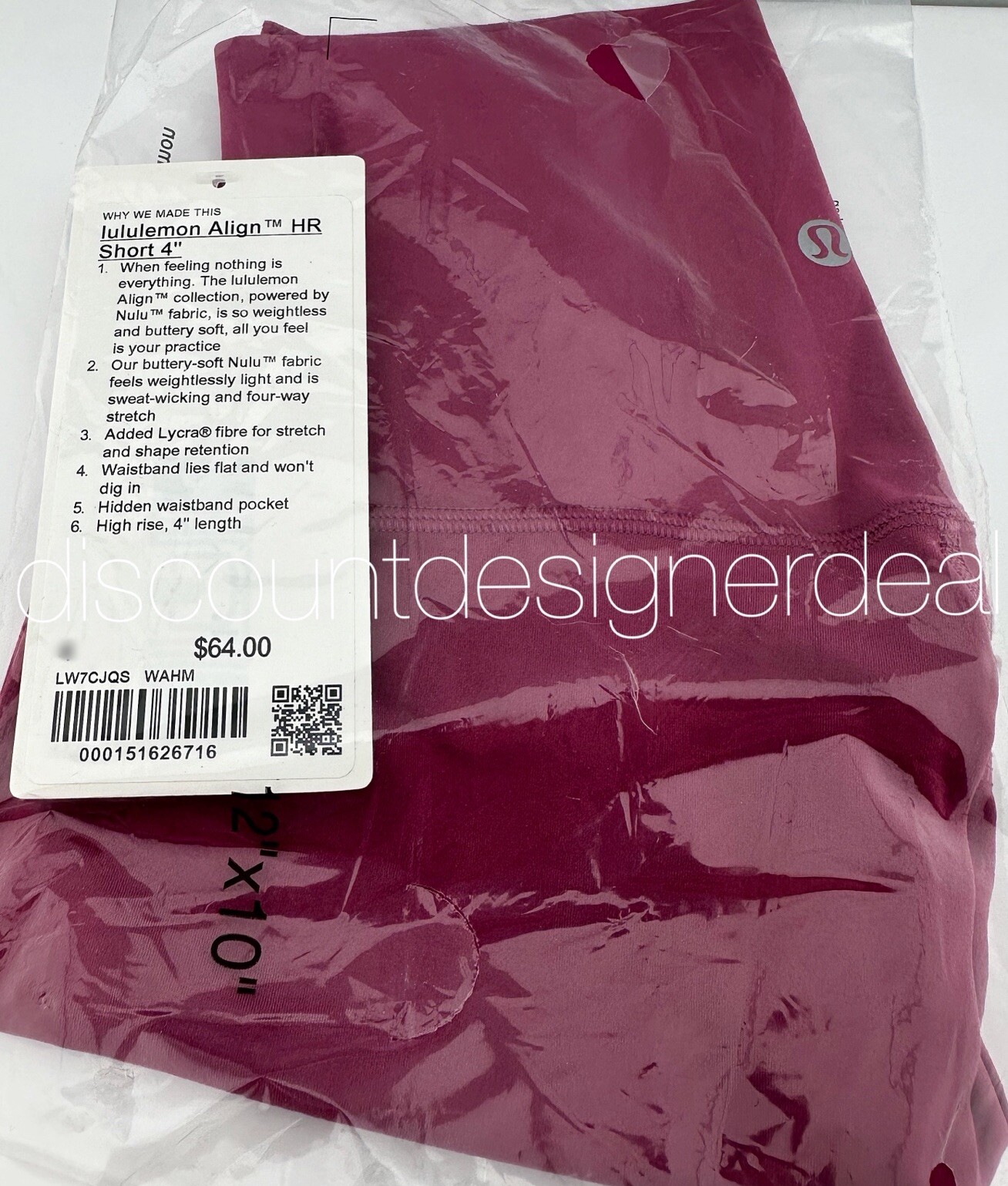 LULULEMON ALIGN HIGHRISE SHORTS 4″ WASHED MUAVE MULTIPLE SIZES NEW