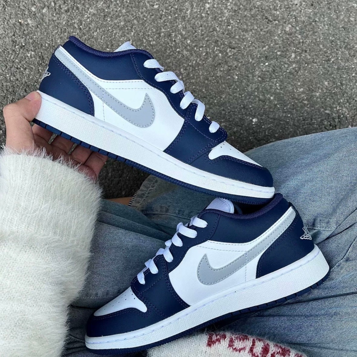 Jordan 1 Low “White/Blue” Men’s Retro Sneakers-AJ1 Low OG Style US 7-12