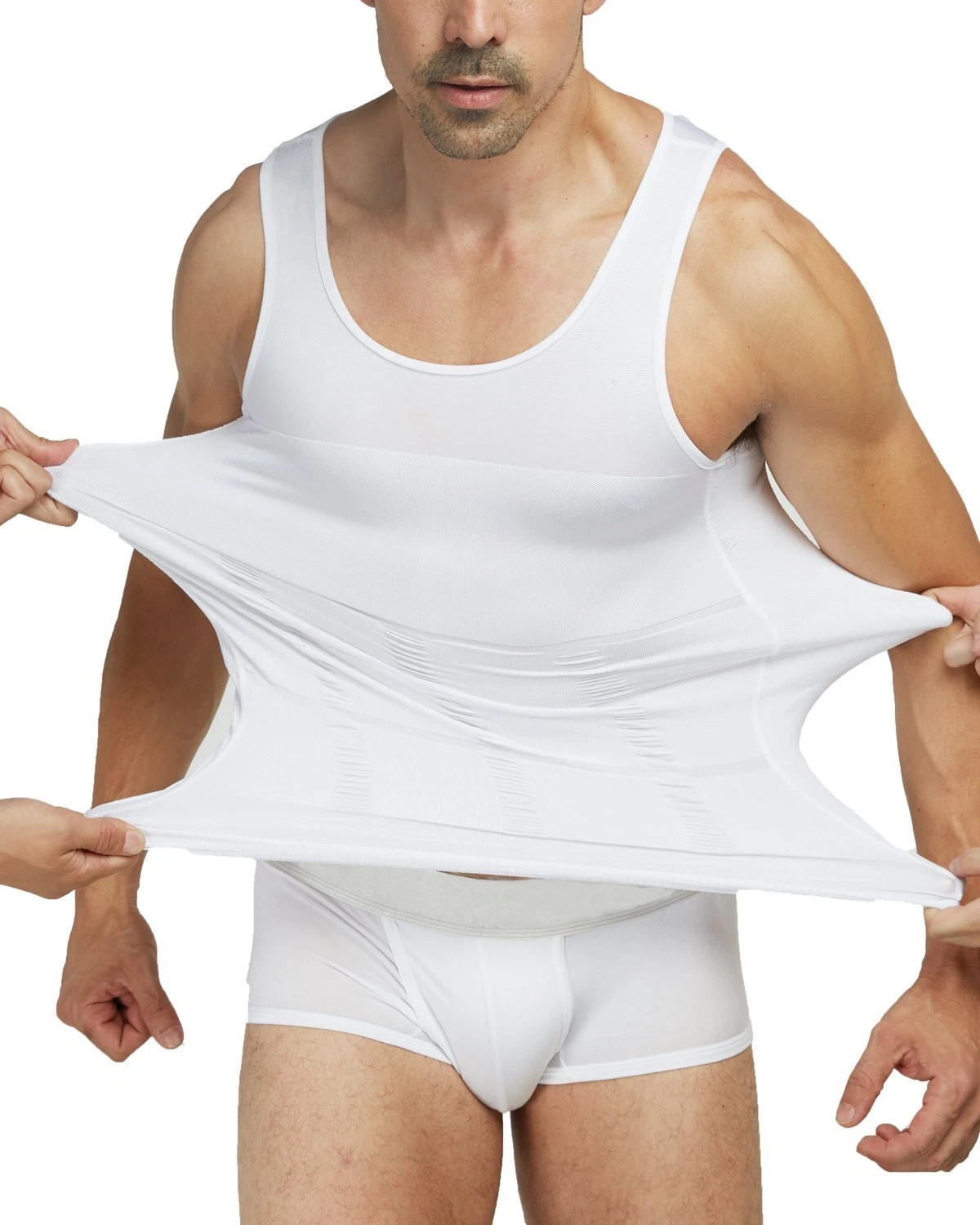 Mens Slimming Body Shaper Belly Chest Compression Vest Girdle T-Shirt Tank Top