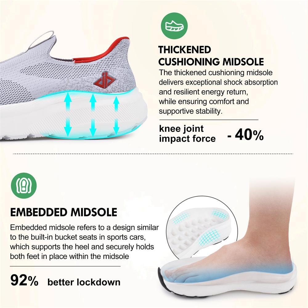 Mens Slip on Free up Hands Shoes Wide Toe Box Arch Support Orthopedic Sneakers