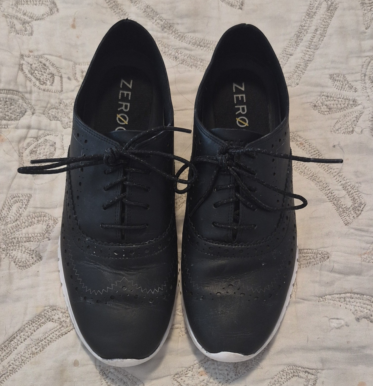 Cole Haan ZERØGRAND Black Leather Wingtip Oxfords Women’s Size 8.5 B W18202