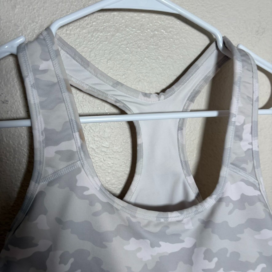 Avia Sports Bra Women’s Large White Gray Camo Unpadded Athletic