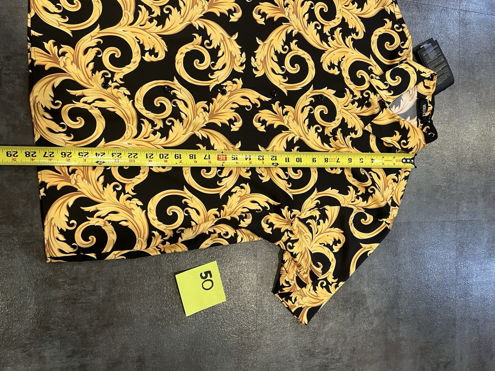 $1050 VERSACE Men’s Black Gold Barocco Shirt 50 LARGE See Measurements