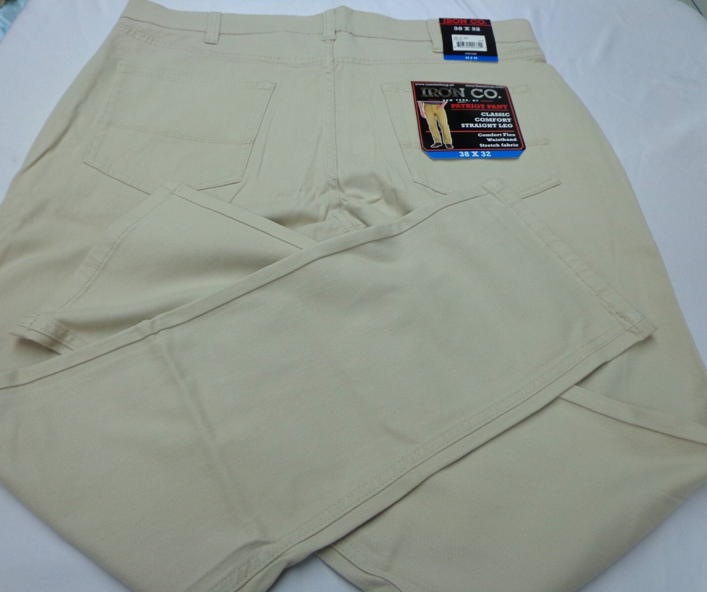 Iron Co. Men’s Classic Stretch Comfort Patriot Pants ‘Dune’ Cream Color 38 x 32