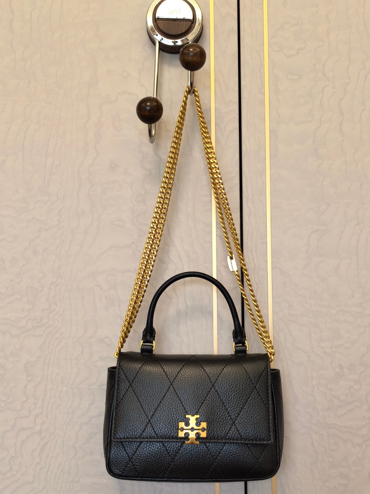 TORY BURCH MINI CHARLIE QUILTED TOP-HANDLE CROSSBODY FLEMING SOFT TOTE BLACK