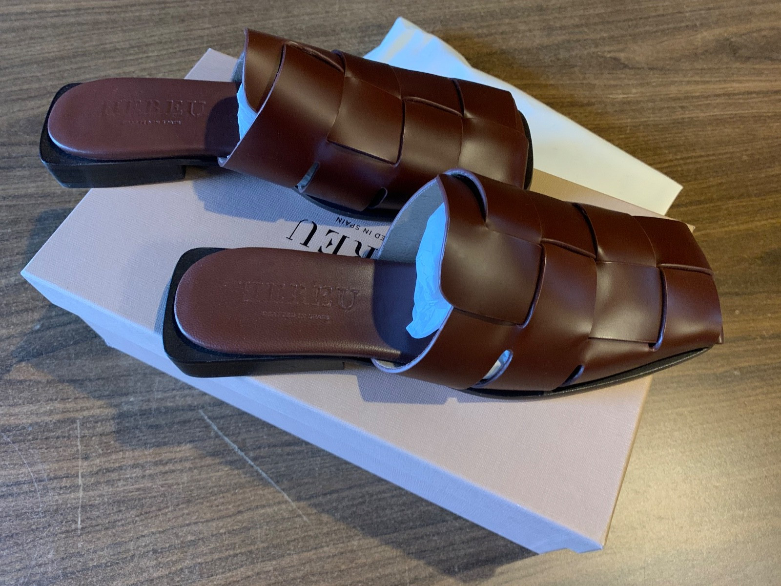 Hereu Coraia Interwoven Mule Sandals. Tan. Multiple Sizes. New In Box.