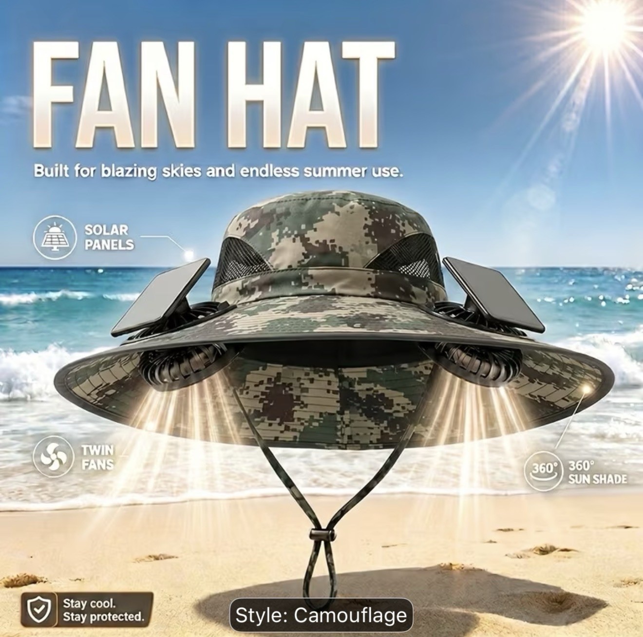 sun hat with Dual solar fans