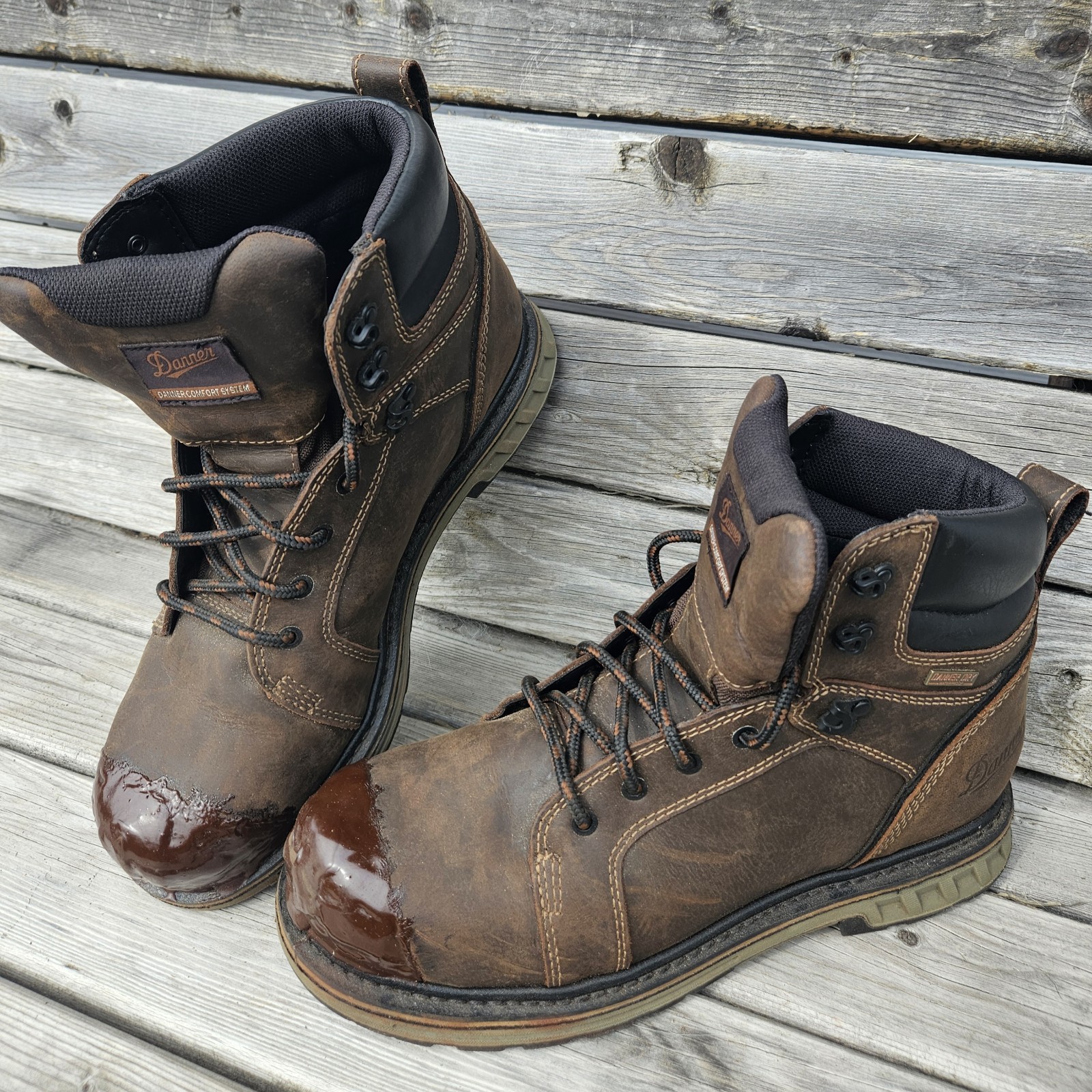 Danner steel yard 6″ ST boot 6 Mens 10.5 D Brown Tuff Toe Cover Lace Up 12531