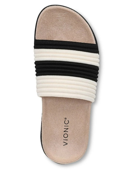 NEW | Vionic Women’s Evie Knit Slide Sandal, Black Ivory