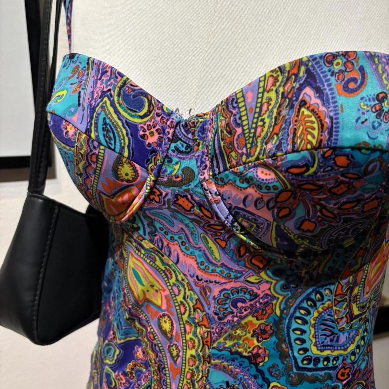 Victoria’s Secret Paisley Halter Tankini Swim Top 34C Y2K