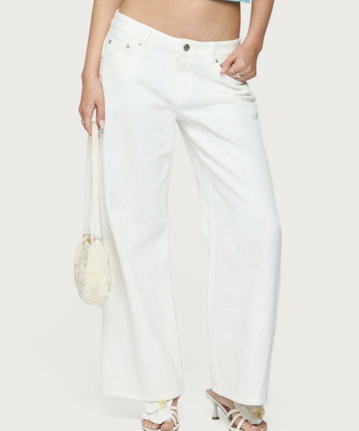 Edikted Petite XS Women’s Roman Low Rise Baggy White Jeans NWT 100% Cotton