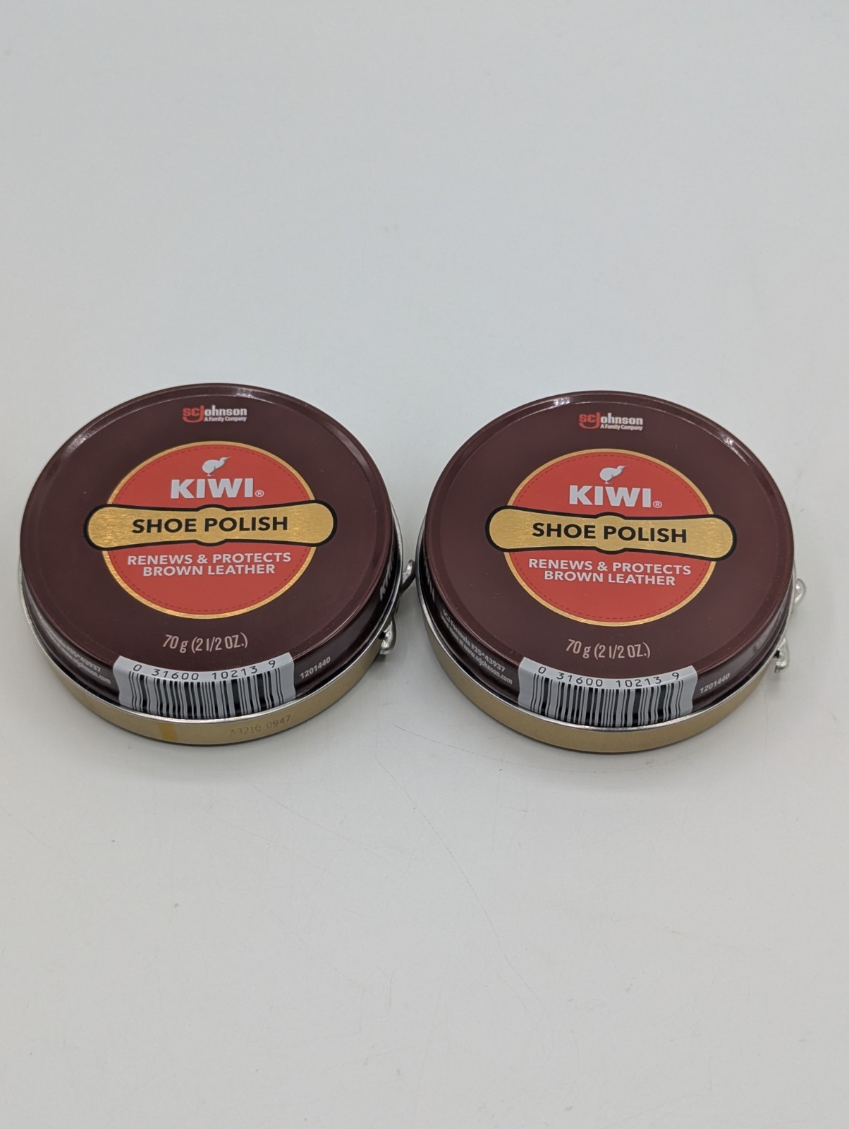 2-Pack Kiwi BROWN Shoe Polish 2.5oz/70g – Renews & Protects Brown Leather New