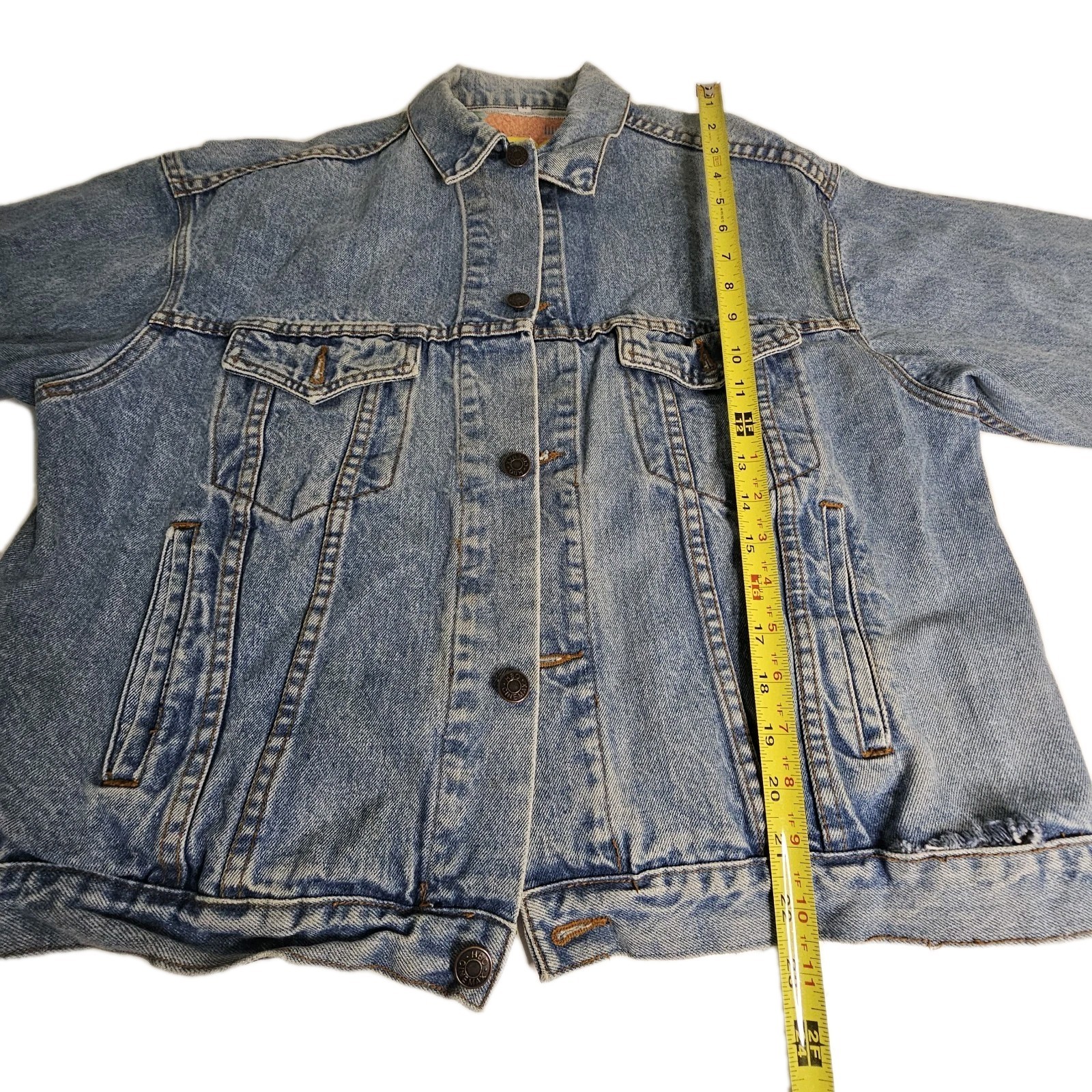 Vintage 80s 90s HBO Patchwork Jean Denim Jacket Med Pop Art Prime Time Short