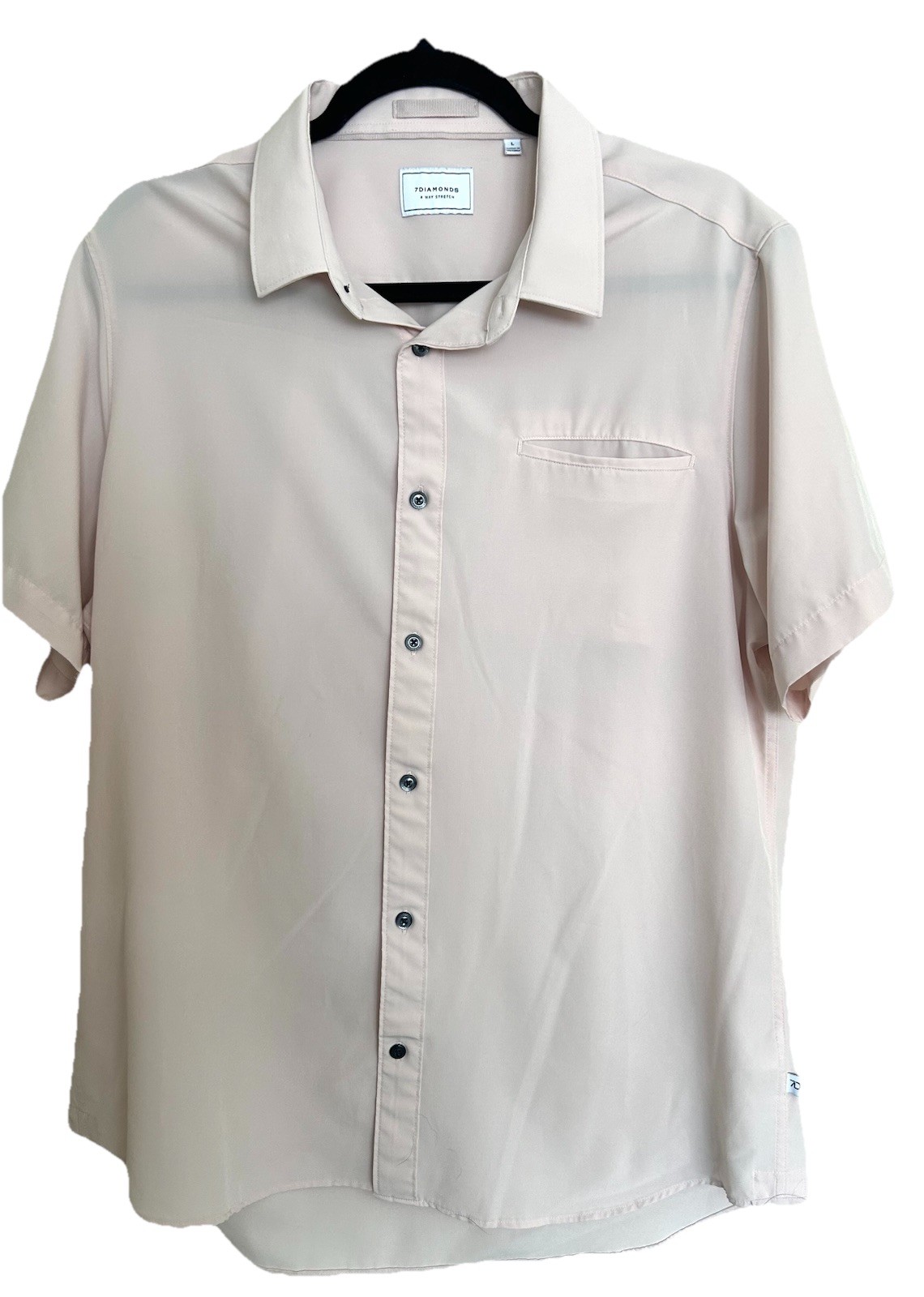7D 7 Diamonds 4-way stretch shirt mens L Light Beige