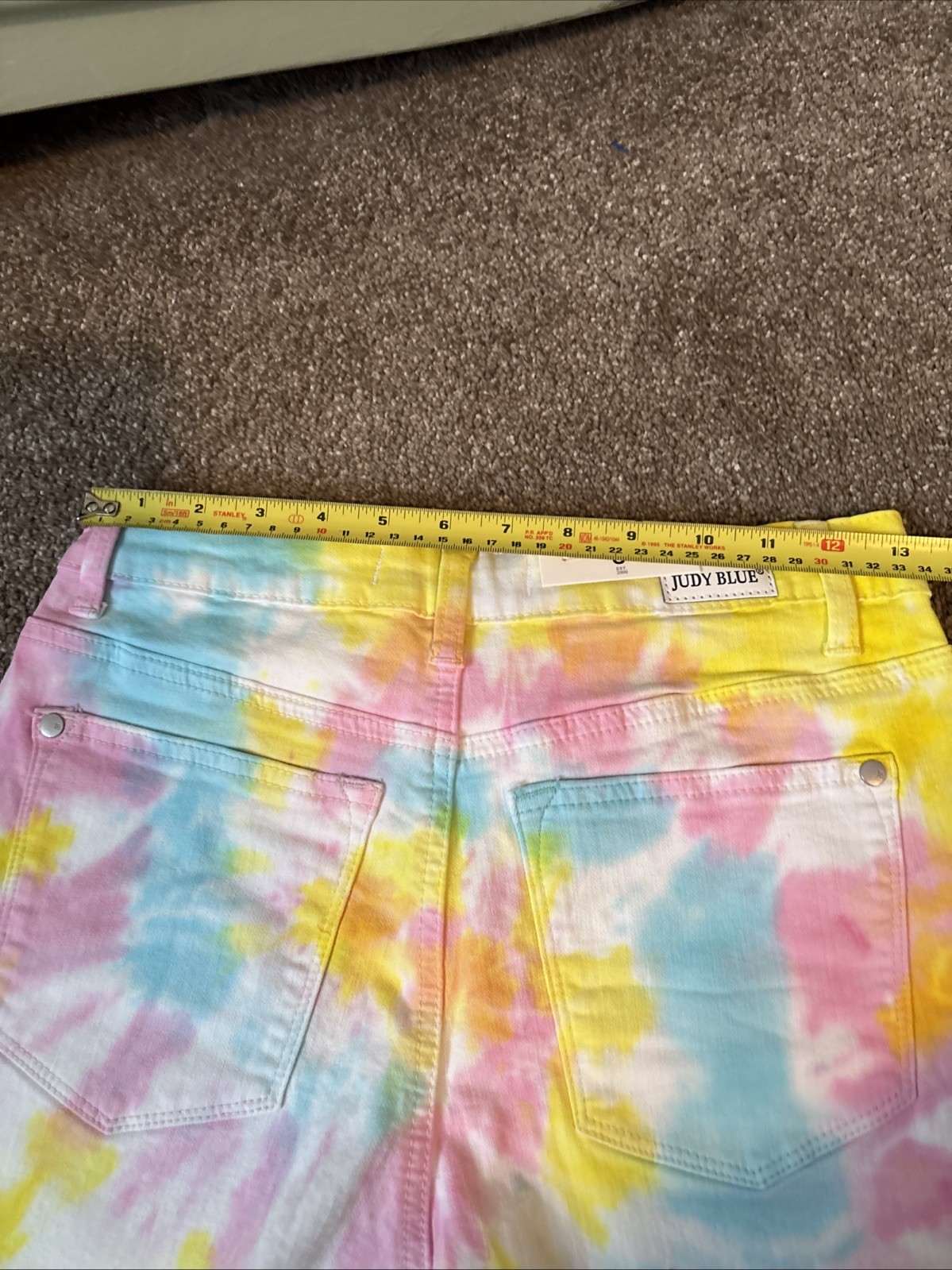 NWT Judy Blue Swirl Tie Dye Denim Shorts Women Small colorful High Waist