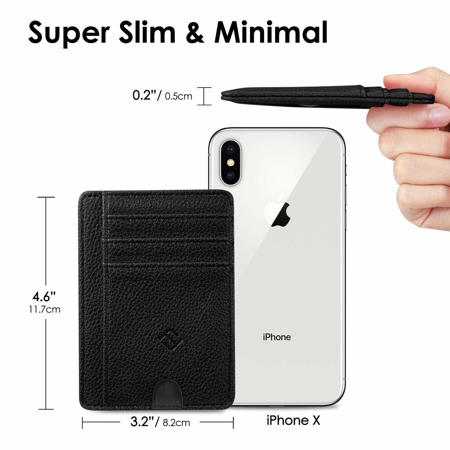 Mens RFID Blocking Leather Minimalist Small Wallet Credit Card Slots Holder