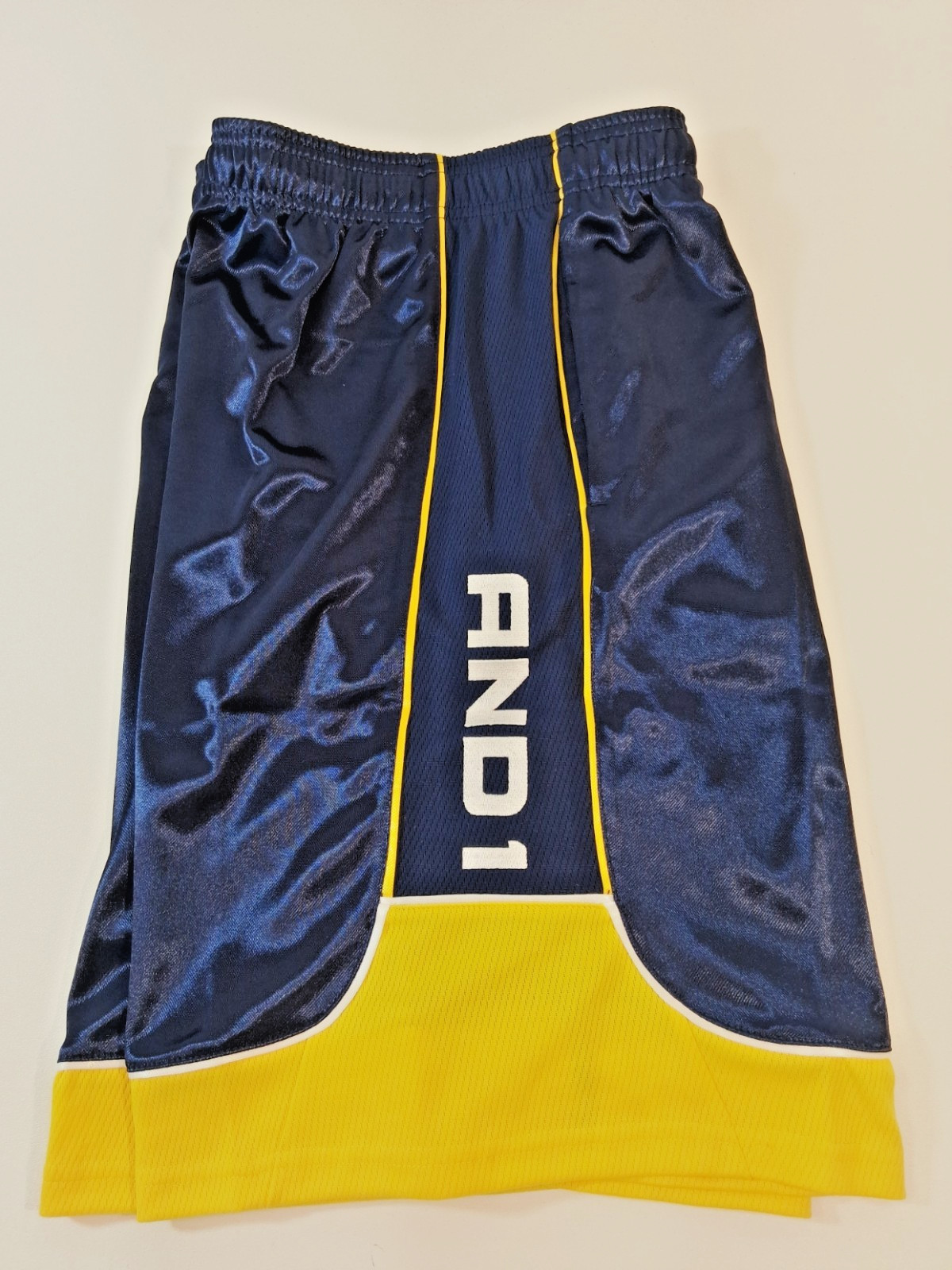 And1 Mens Athletic Shorts Basketball Gym Navy Blue Yellow M L XL 2XL 3XL SIZES