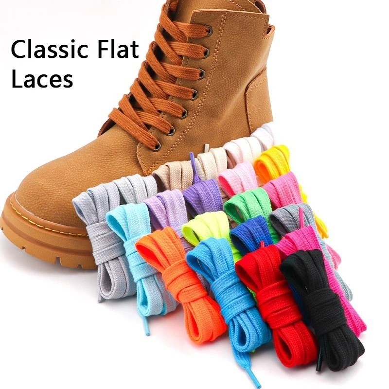 Double Layers Flat Shoe Laces Strings for Boots Sneakers Athletic Tennis Shoes