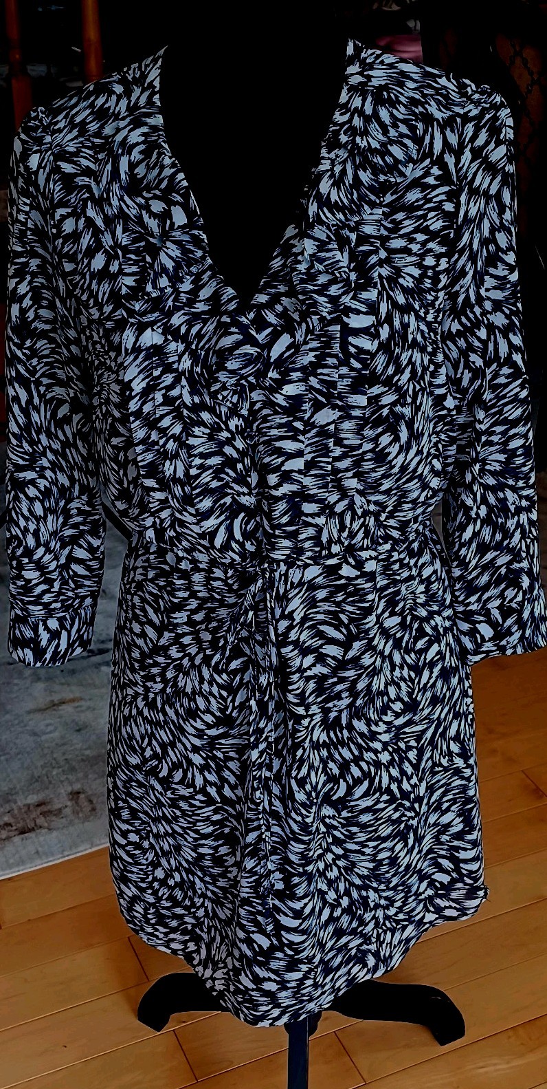 H&M ruffleneck dress 38 flat down armpit to armpit 19inch,waist 15.5,length 33