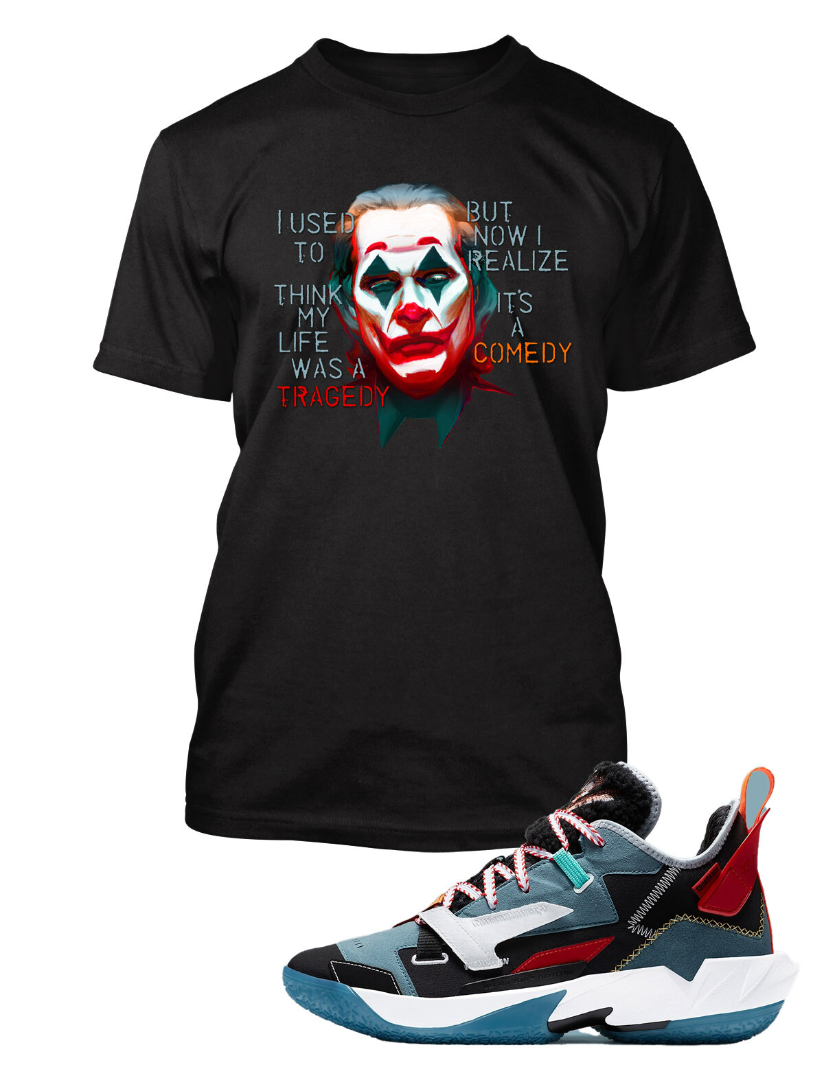 Joker Sneaker Tee Shirt To Match Facetasim Shoe Graphic Comedy Horror tshirt