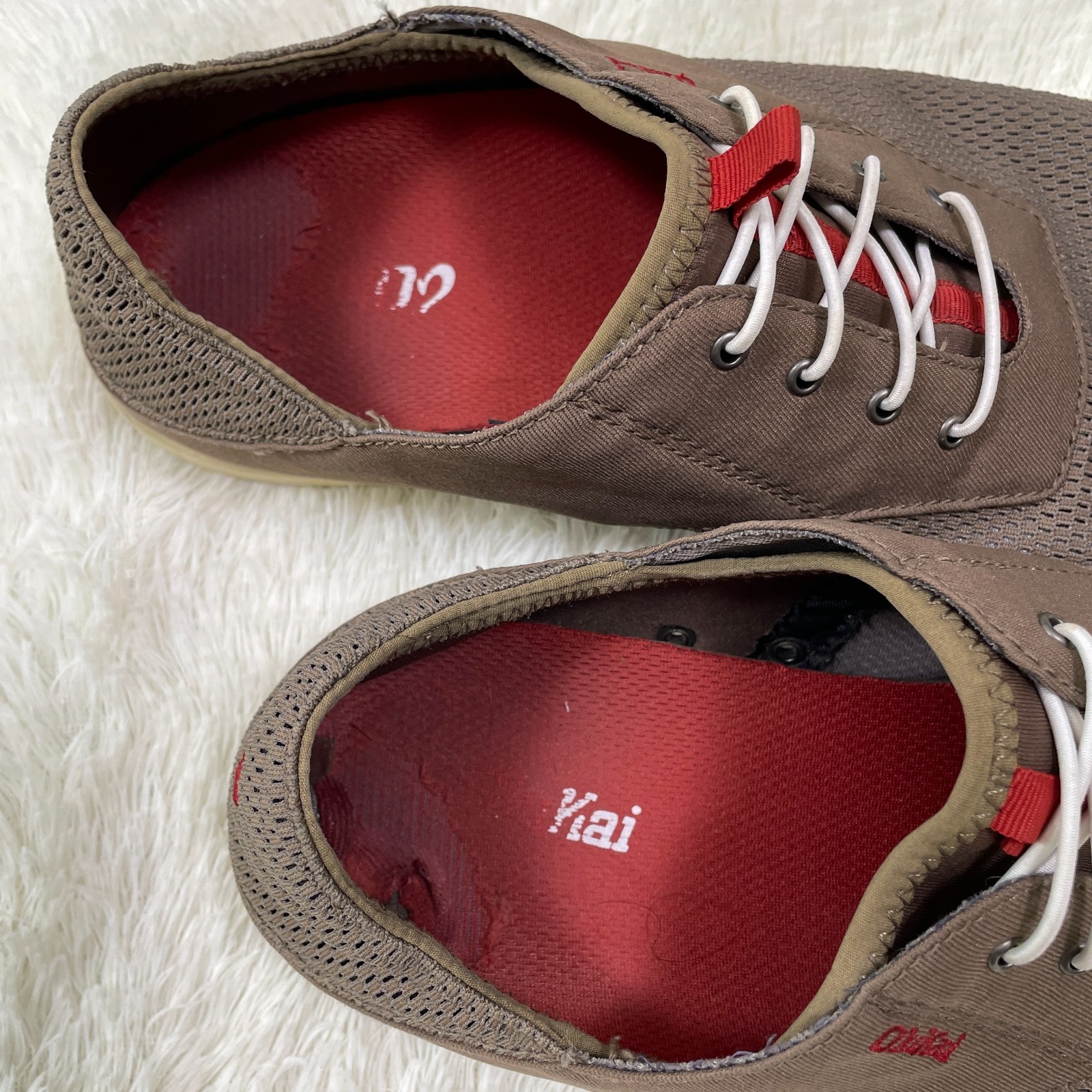 OluKai Nohea Moku Shoes Mens Sz 11.5 Brown Mesh Boat Casual Sneakers 10283-RK13