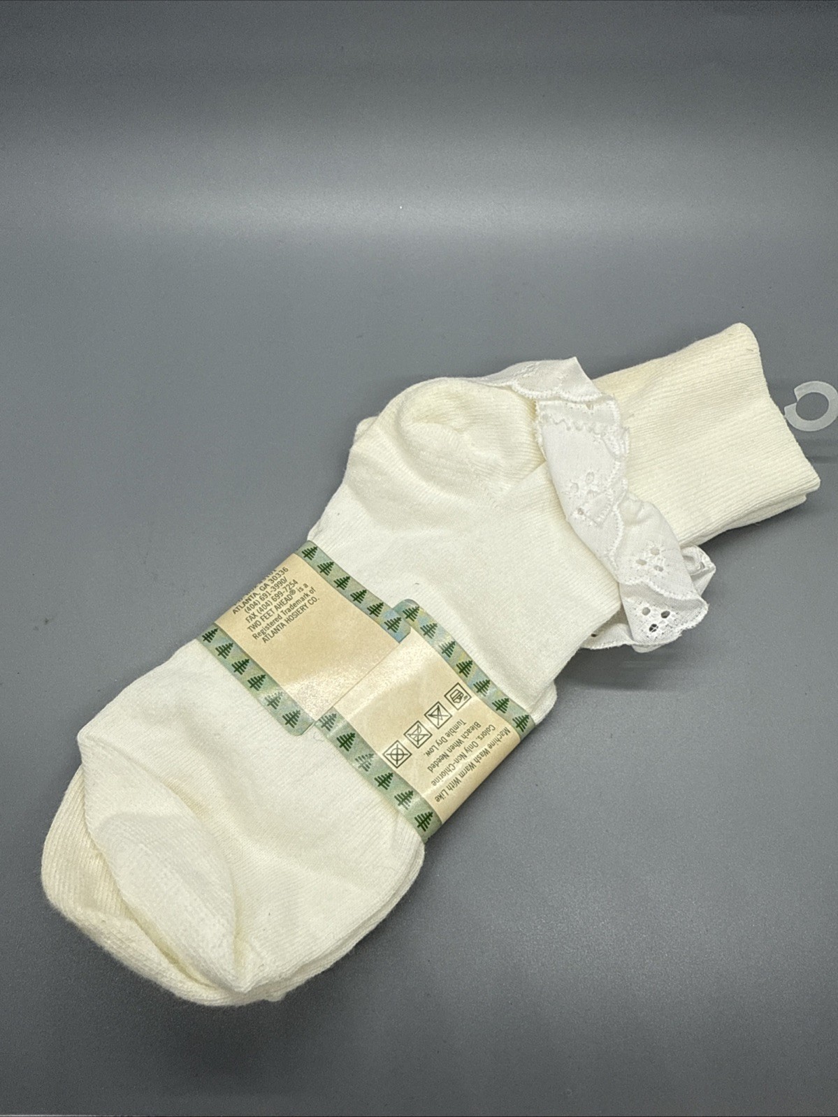 Vtg 80s-90s Women’s Ivory Lace Ruffle Frilly Ankle Socks Eyelet New Cotton USA
