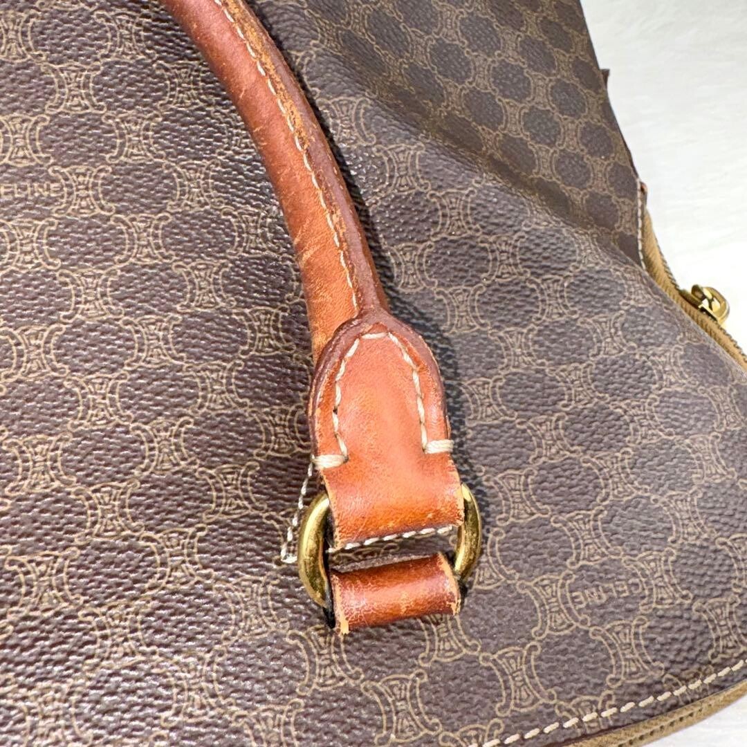 CELINE Half Moon Handbag Macadam PVC Brown Vintage Authentic From Japan