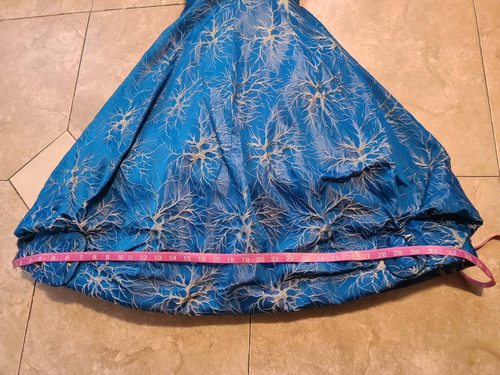 Rare VTG 50s FRANK USHER Blue Metallic Lightning/Branch/Neuron Jacquard Dress