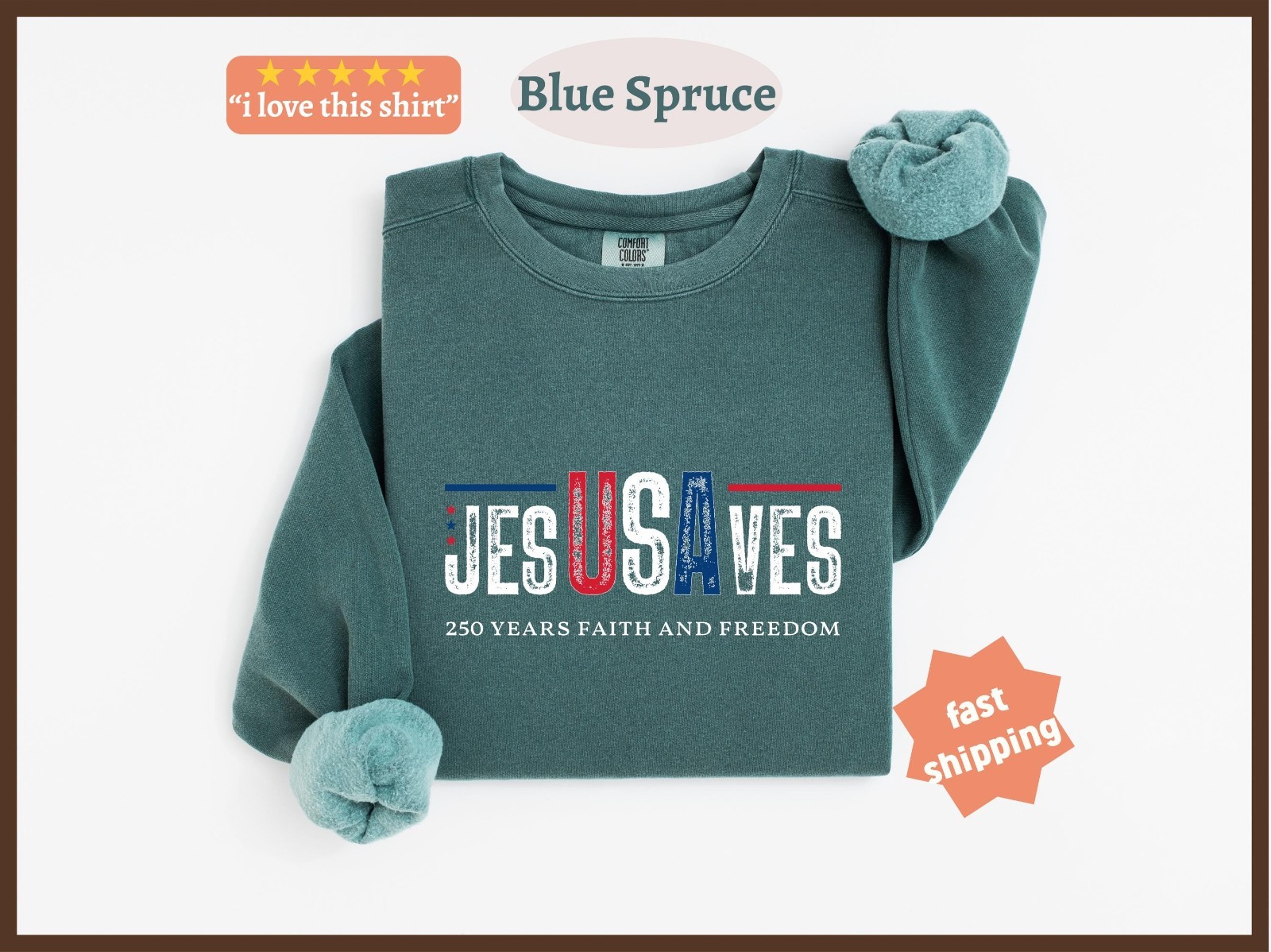 Jesus Saves USA 250 Years of Freedom T-Shirt Christian Patriotic July 4th Tee