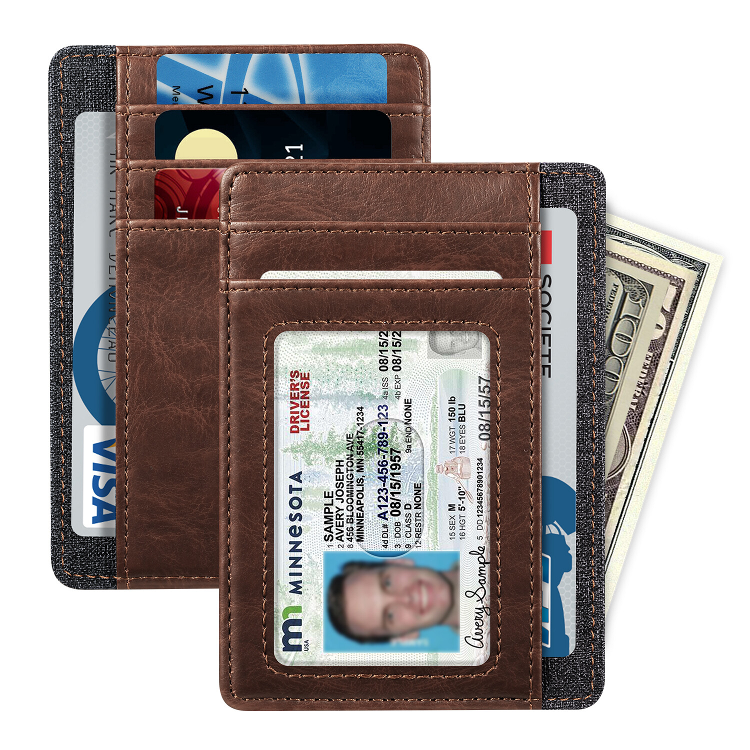 Slim Minimalist Card Wallet RFID Blocking Pocket Credit ID Card Slots Holder