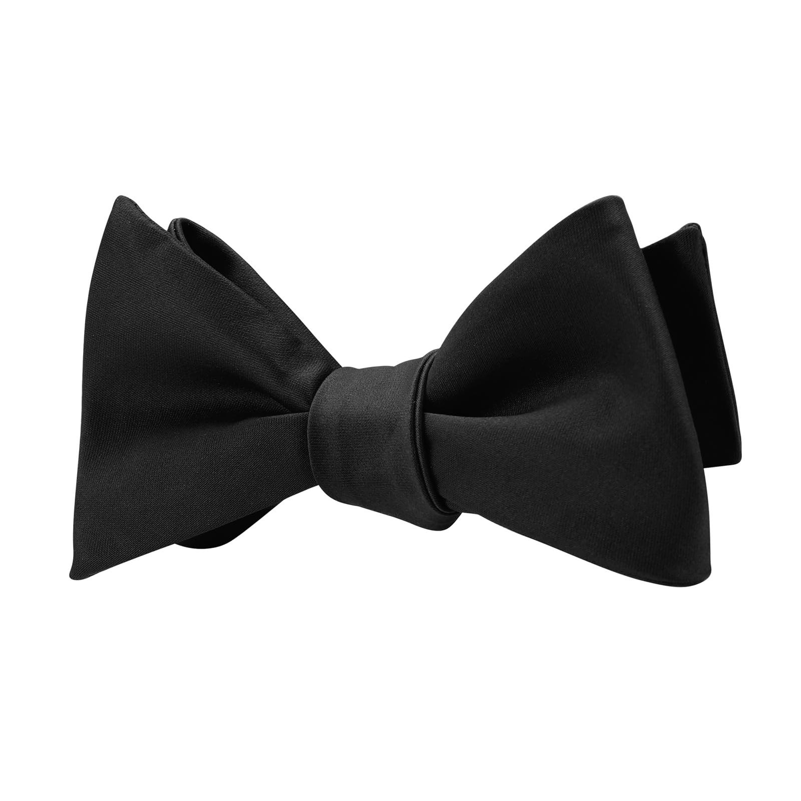 Mens Black Solid Self Bow Tie Jacquard Woven Silk Bow Ties