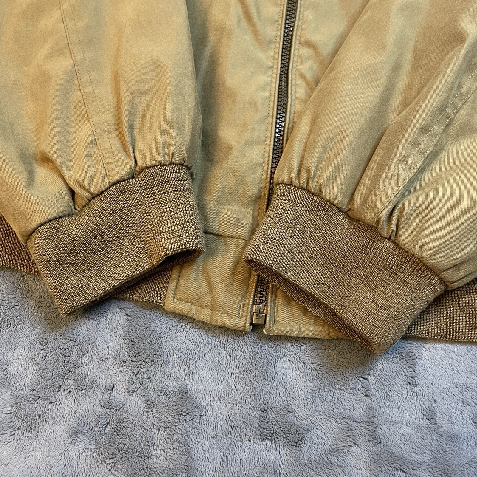 Vintage Weatherproof Bomber Jacket Windbreaker Mens XL Tan Zip Up Pockets Casual
