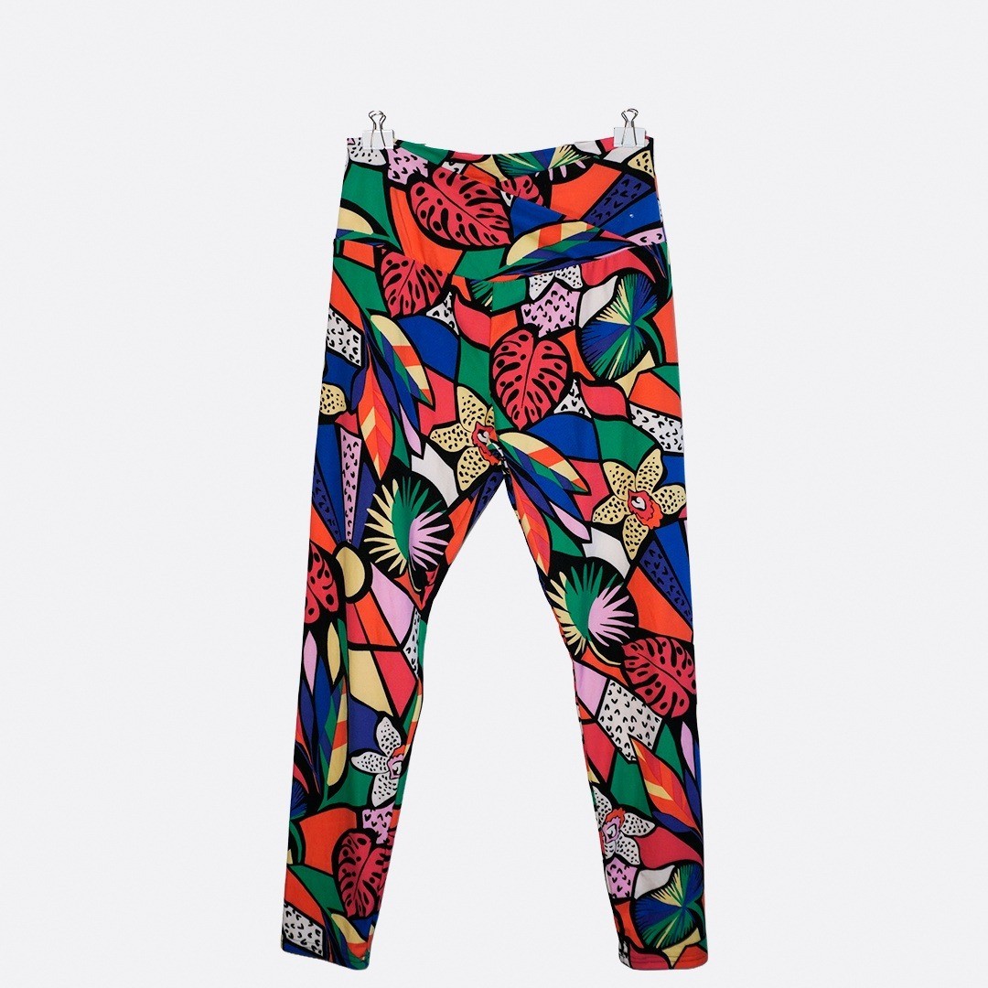 Art to Wear Tropical Pop Art Botanical High Rise Leggings Multicolor 0X L