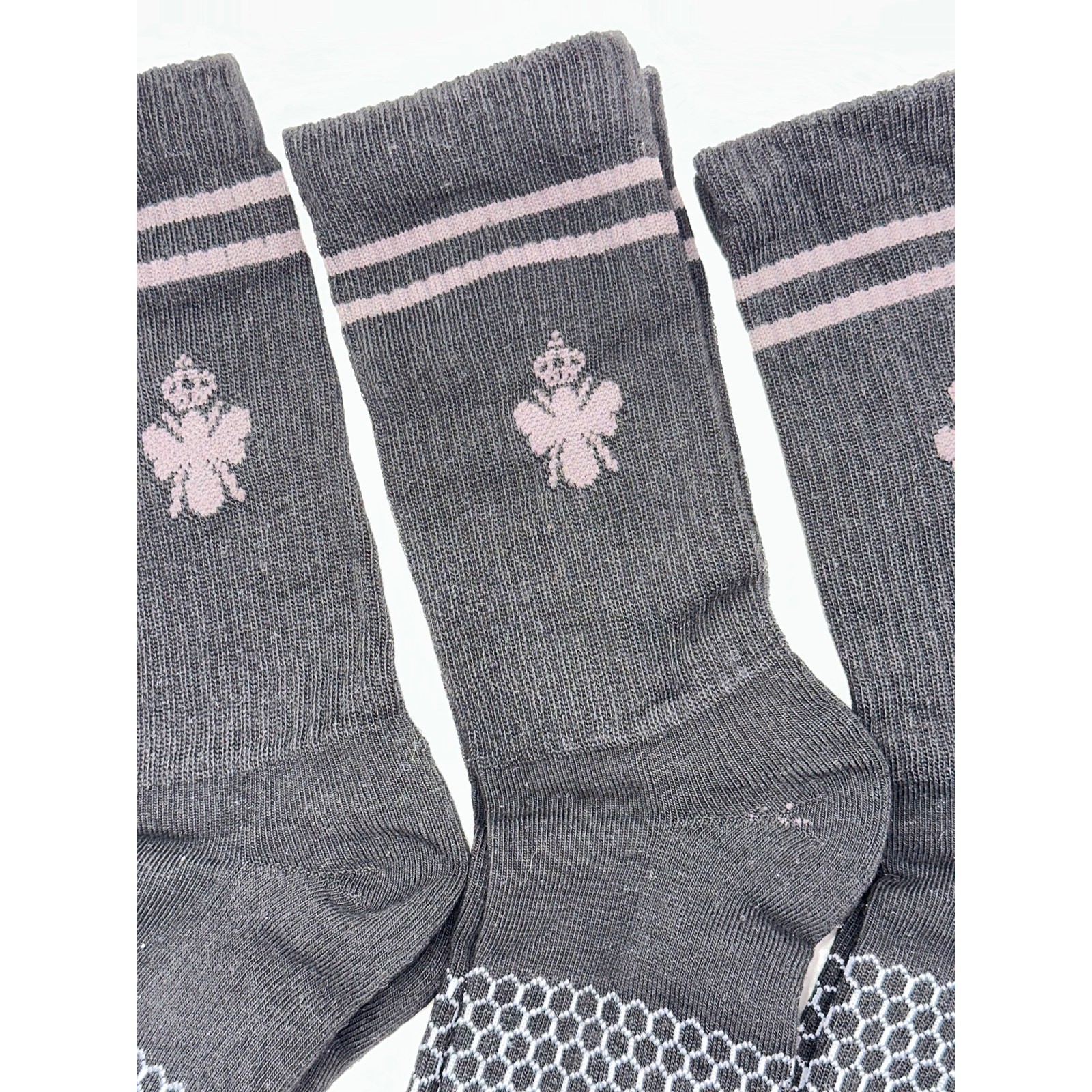 3 Pairs BOMBAS Honeycomb Crew socks Size Medium 6-10 Black Unisex