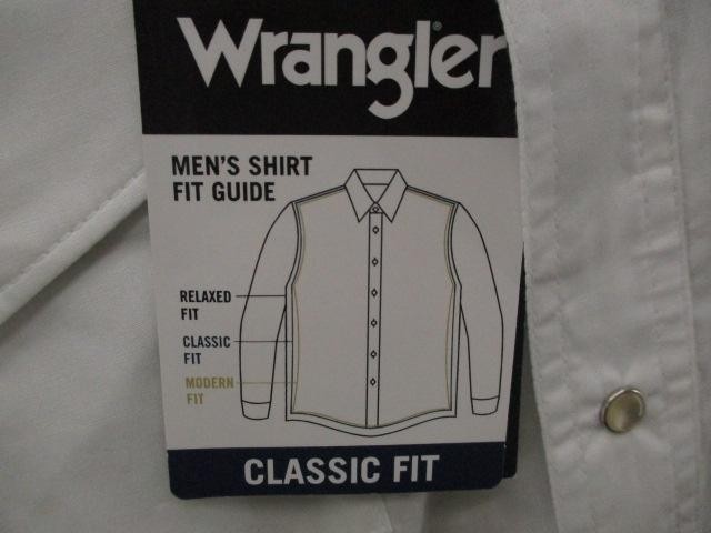NEW Wrangler Shirt Mens Small White Long Sleeve Western Pearl Snap Classic Fit
