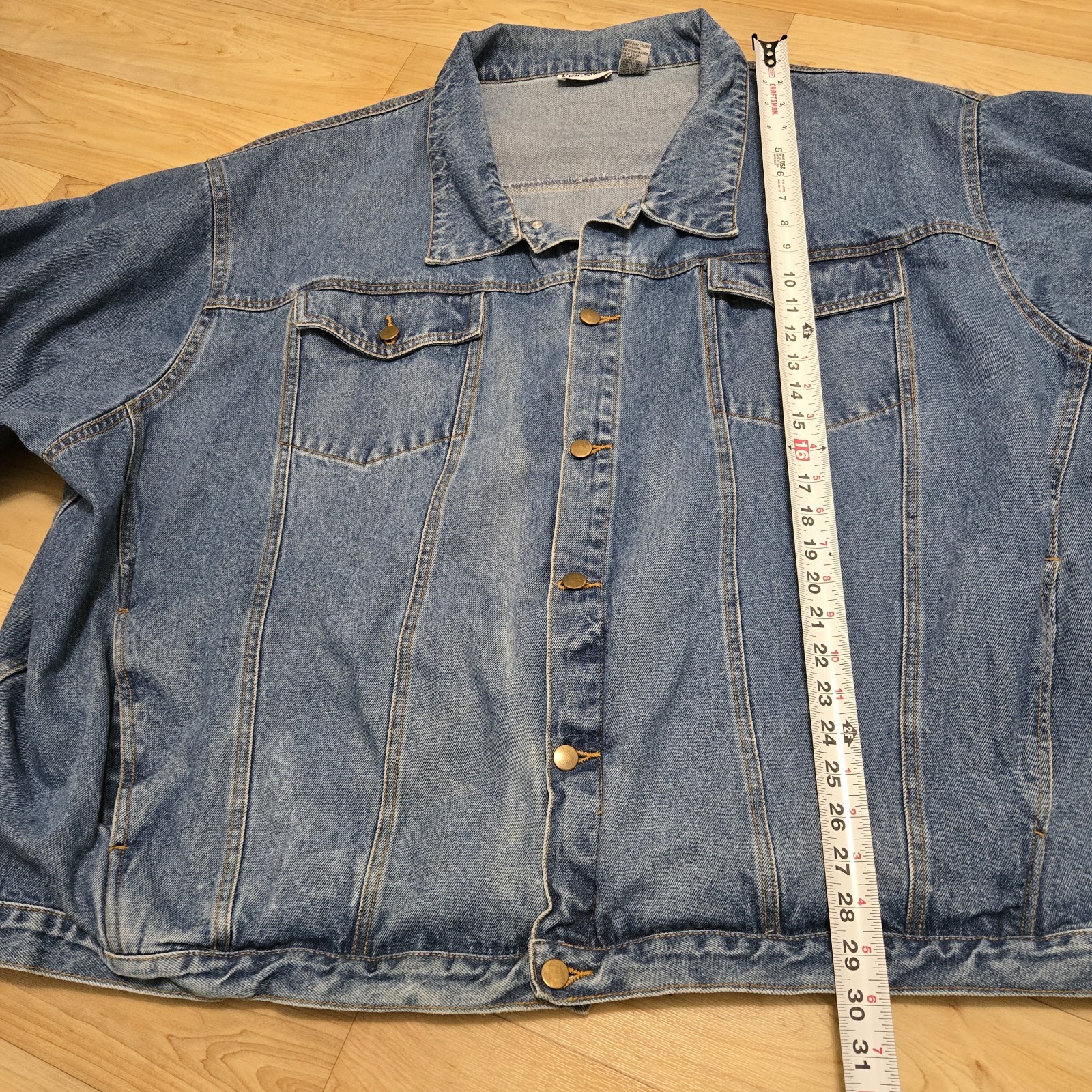 Men’s 7XL Denim Trucker Jean Jacket Blue by Kingsize, Big & Tall