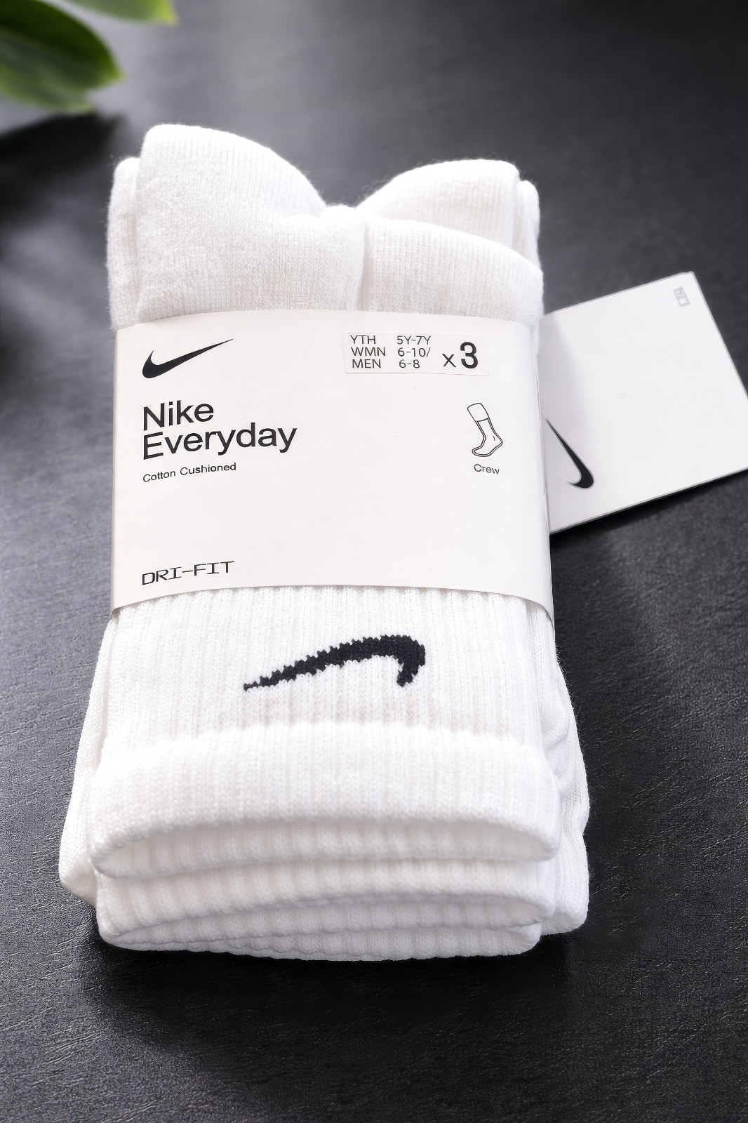 OUTLET ! Nike Dri-FIT Crew Socks 3 Pairs White Cushioned Unisex Multiple Sizes