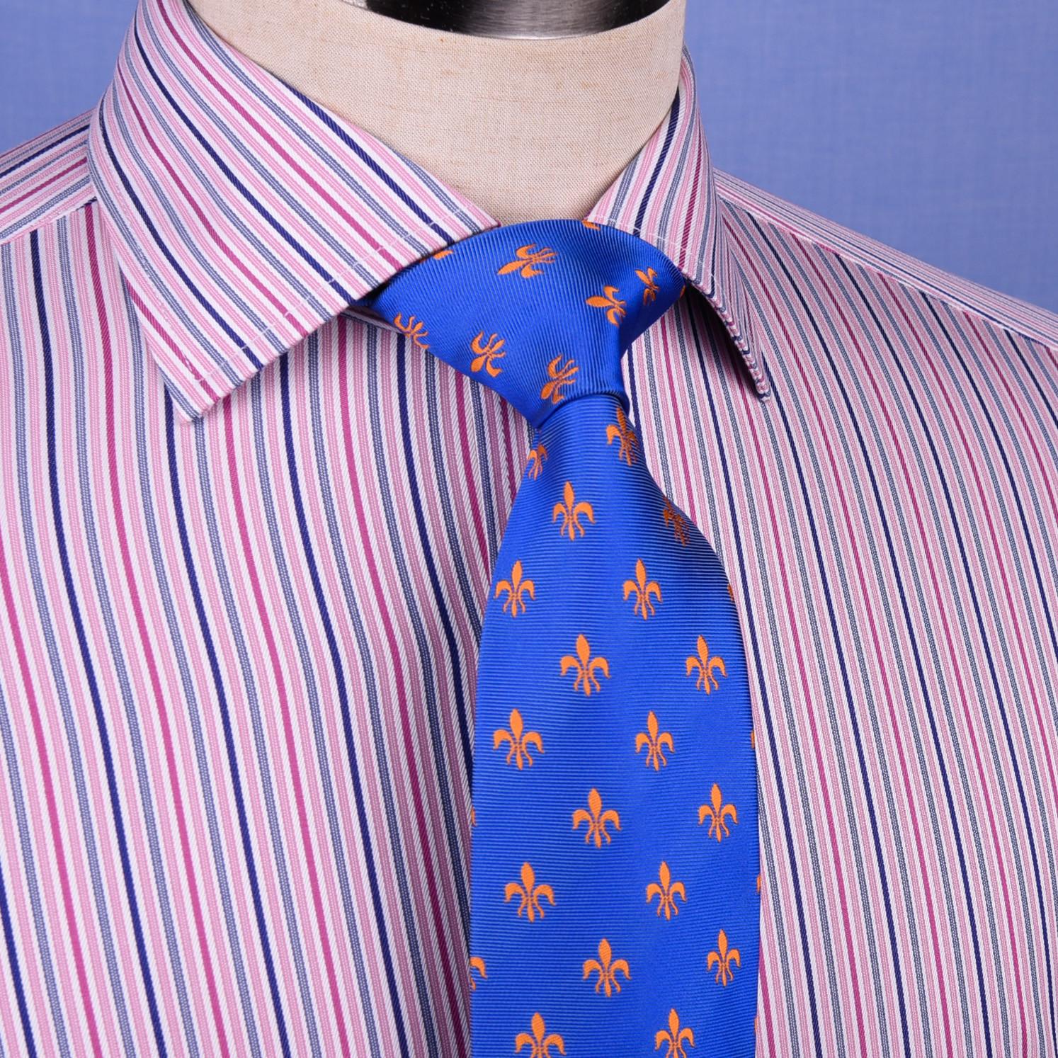 Pink Blue Soft Stripe Formal Business Dress Shirt Designer Stylish Fashion Style