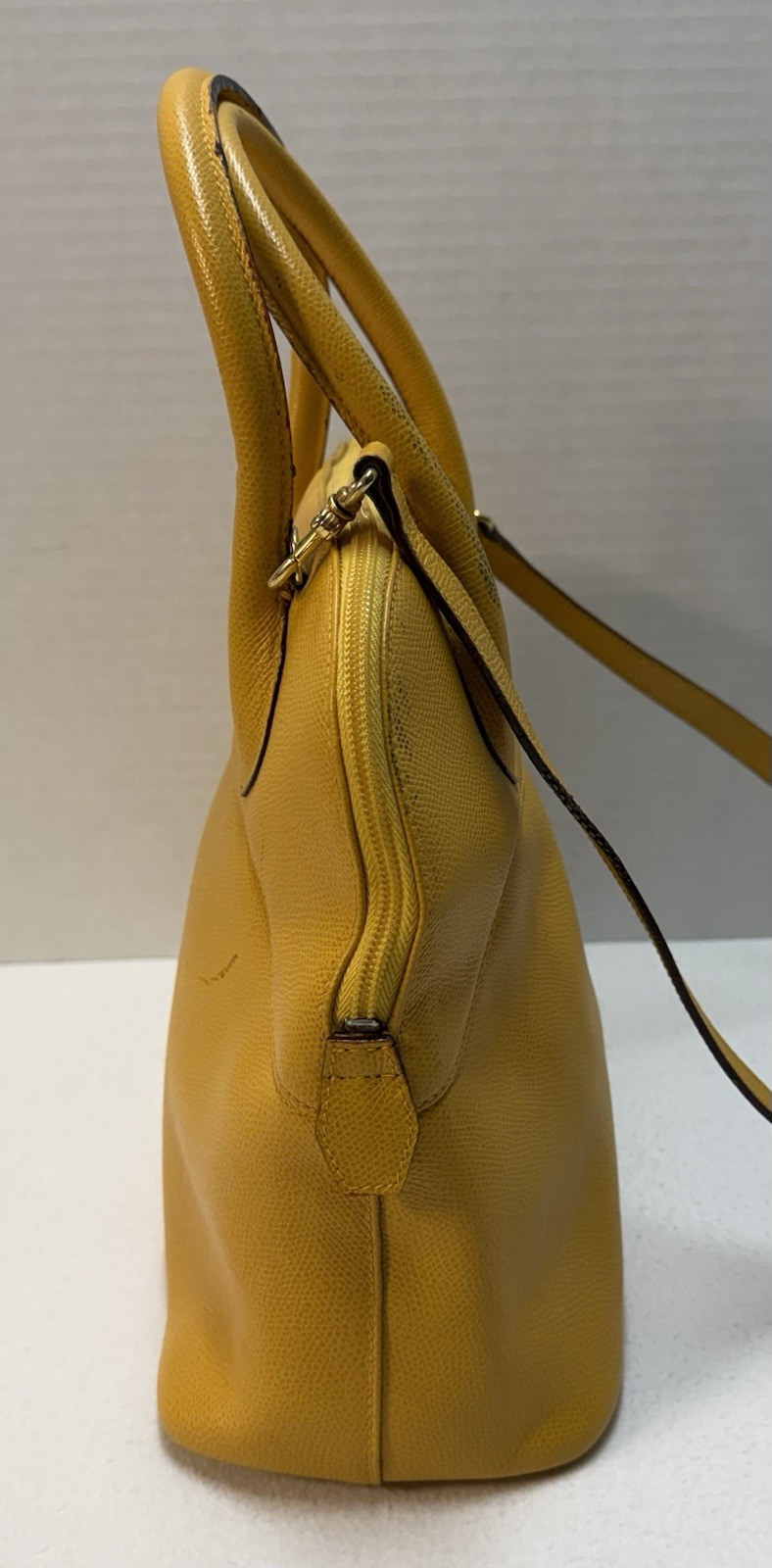 Vintage 80s-90s Stefano Bravo Yellow Leather Italy Bolide-Style Dome Satchel Bag