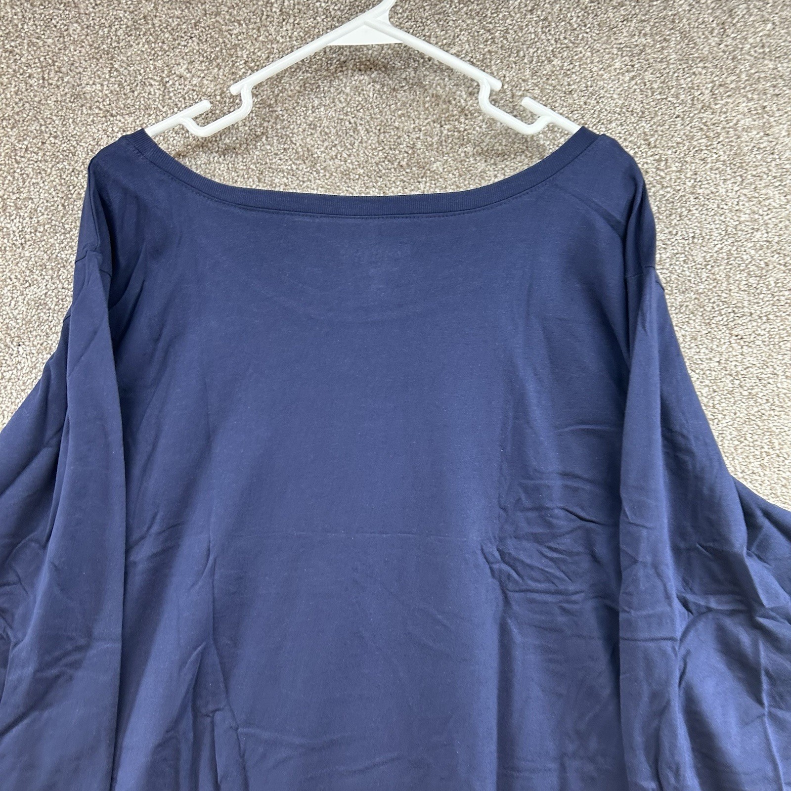 NWOT Roman’s Women’s 4X Navy Blue Log Sleeve Top Plus Size 34/36 Cotton Casual