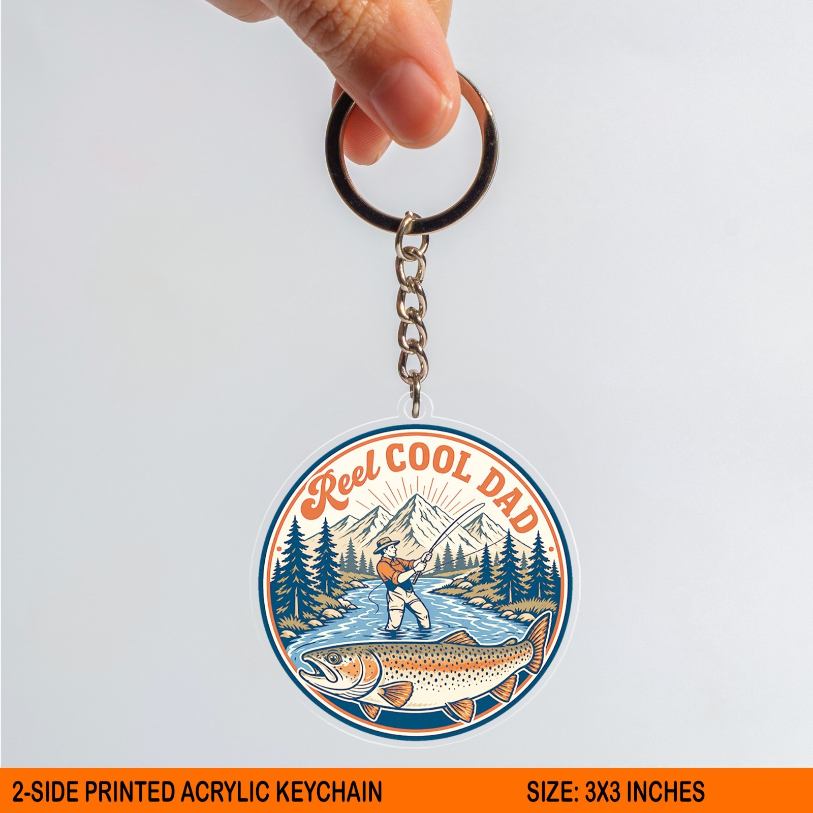 Reel Cool Dad Acrylic Keychain, Fishing Father’s Day Gift