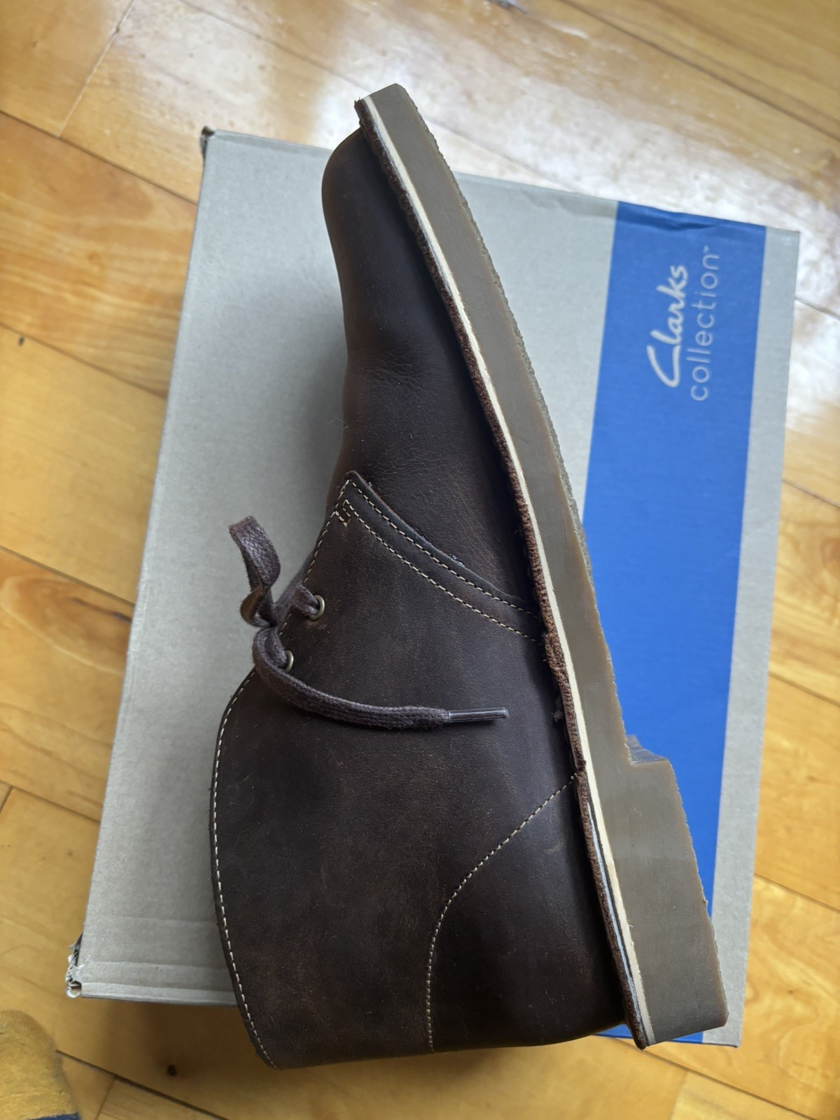 Clarks Shepton Beeswax Leather Chukka Boots Mens Size 10 Brown Crepe Sole Desert