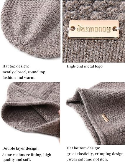jaxmonoy Slouchy Beanies for Women Winter Soft Warm Cashmere Medium, White