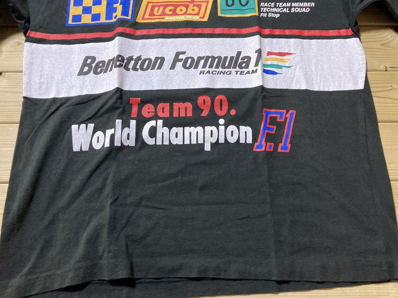 United Colors of Benetton Formula 1 Racing Team Tee T Shirt Size M Black Vintage